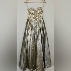 Anastasia - Strapless Gold Bedazzled Ball Gown